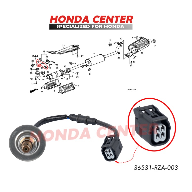 sensor oxygen sensor oksigen oxigen s1 02 gas buang honda crv re gen3 2400cc 2008 2009 2010 2011 2012 civic 2006 2007 2008 2009 2010 2011 2000cc  36531-RZA-003