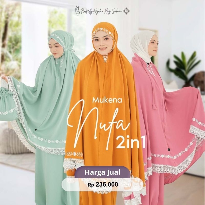 Mukena Nufa 2 in 1 Butterfly Hijab x King Salman