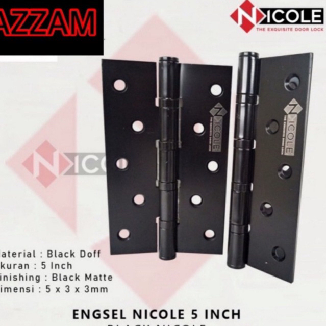 Dekkson Engsel Pintu Stainless Nicole terlaris termurah engsel 3 inc 4 inc 5 inc hitam asli stanlis black series engsel jendela hitam black series stanlis steel anti karat Engsel Jendela hitam ENGSEL HITAM BLACK