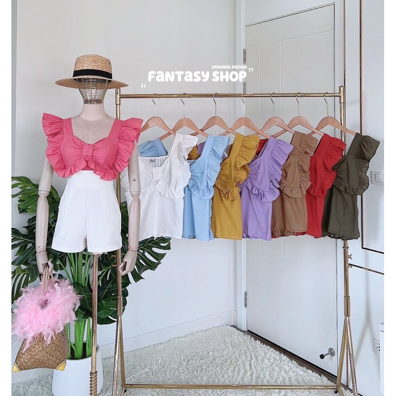 ATASAN FANTASY SHOP MOTIF FRONT RIBBON FASHION WANITA IMPORT BANGKOK CODE F 13