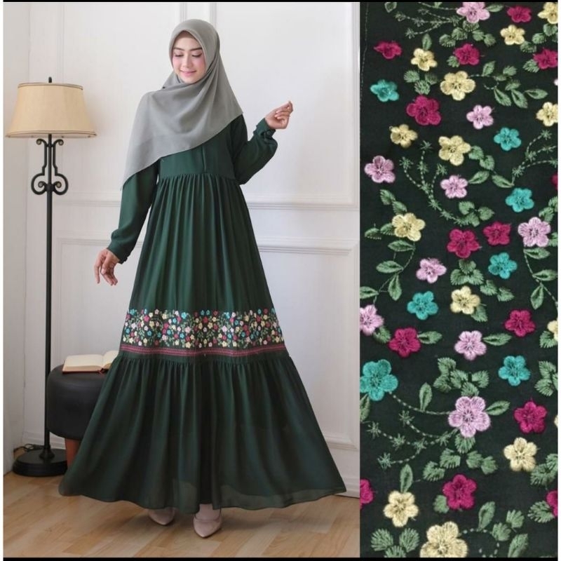 Gamis Ayunda Bordir Moscrepe All Size