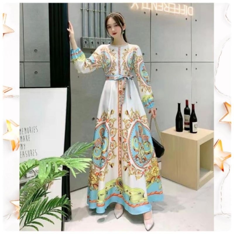 DRESS WANITA MAXI ESTILO AURORA BLUE IMPORT BKK BANGKOK
