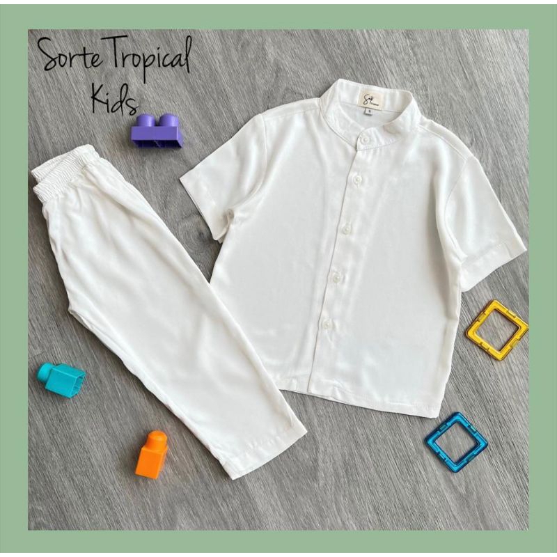 Setelan Koko Anak Baju Set Anak Kerah Shanghi Edisi Spesial Putih Natural