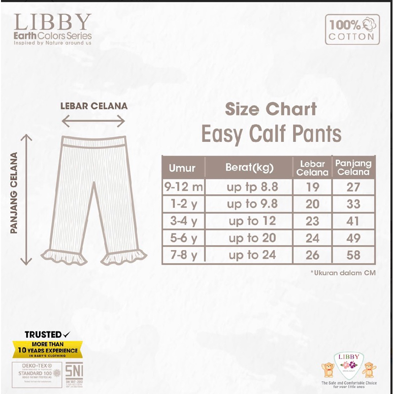 T-Shirt Libby Easy shirt rib cotton Earth series II dan Calf pant 3/4 Libby- New colours 9bulan - 8th