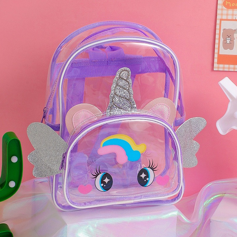 Tas Sekolah Anak TK Ransel PVC plastik Tas Backpack Transparant Waterproof Unicorn Sayap PVC super cute Original Import TAS SEKOLAH PAUD TK TAS JALAN ANAK SD