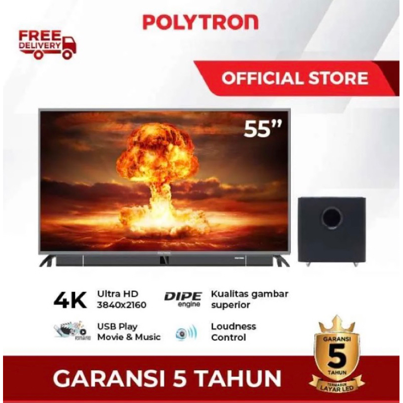 Polytron 4K Digital LED TV 55Inch PLD 55BU8850/W