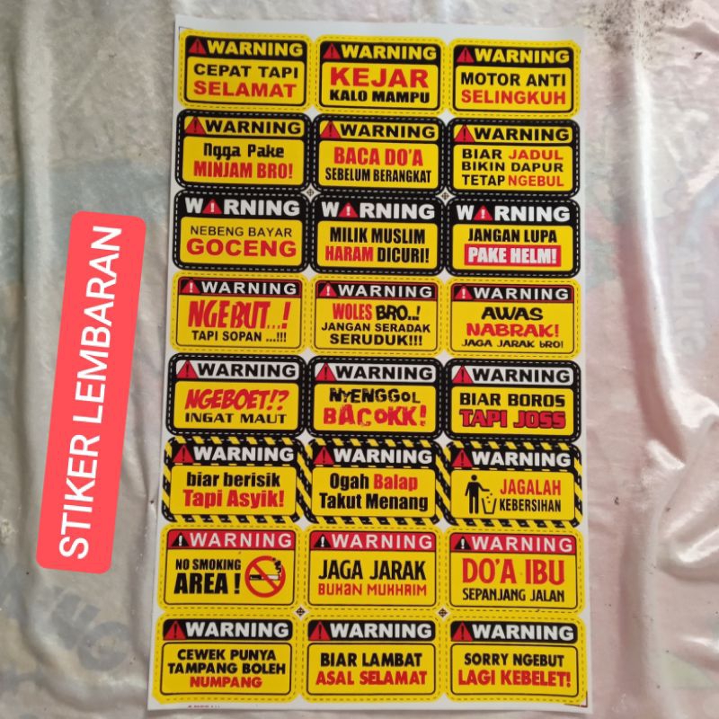 Stiker motor lembaran kata kata lucu