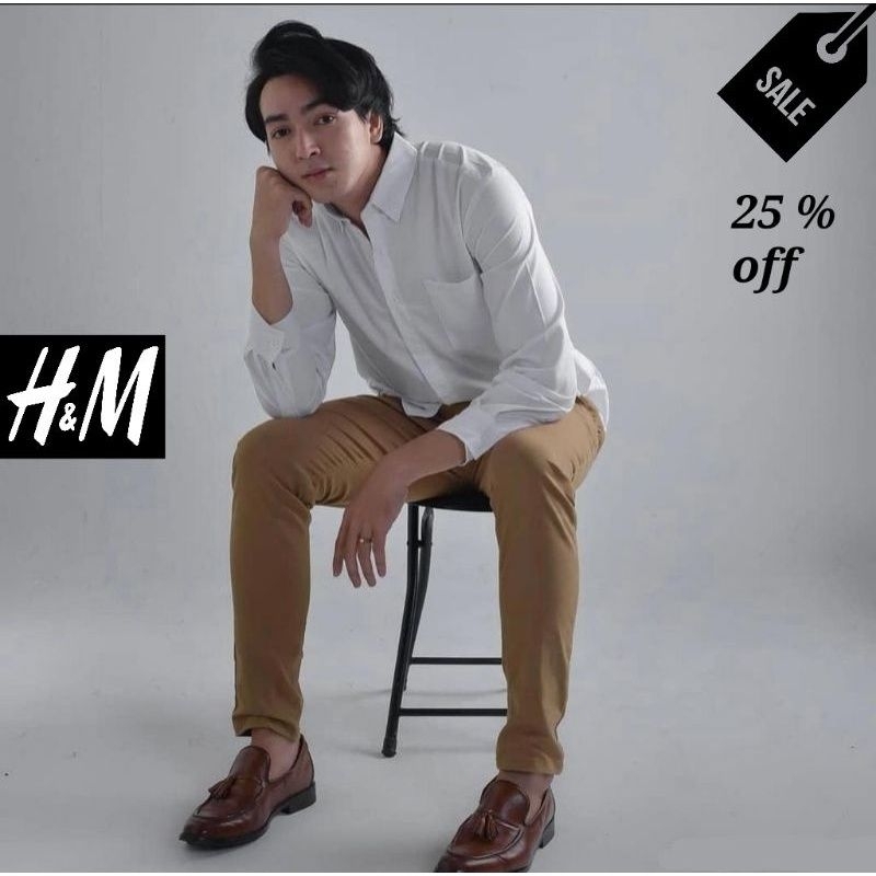 Terlaris Kemeja H&M panjang polos | promo kemeja panjang polos casual slimfit kantor putih