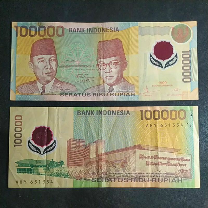 uang kuno 100.000 polimer soekarno hatta