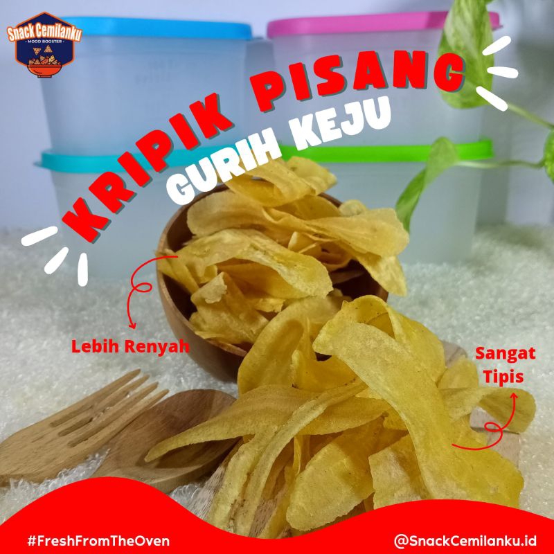 

Snack Cemilan Keripik Pisang Tipis Asin Gurih Keju 500 Gram