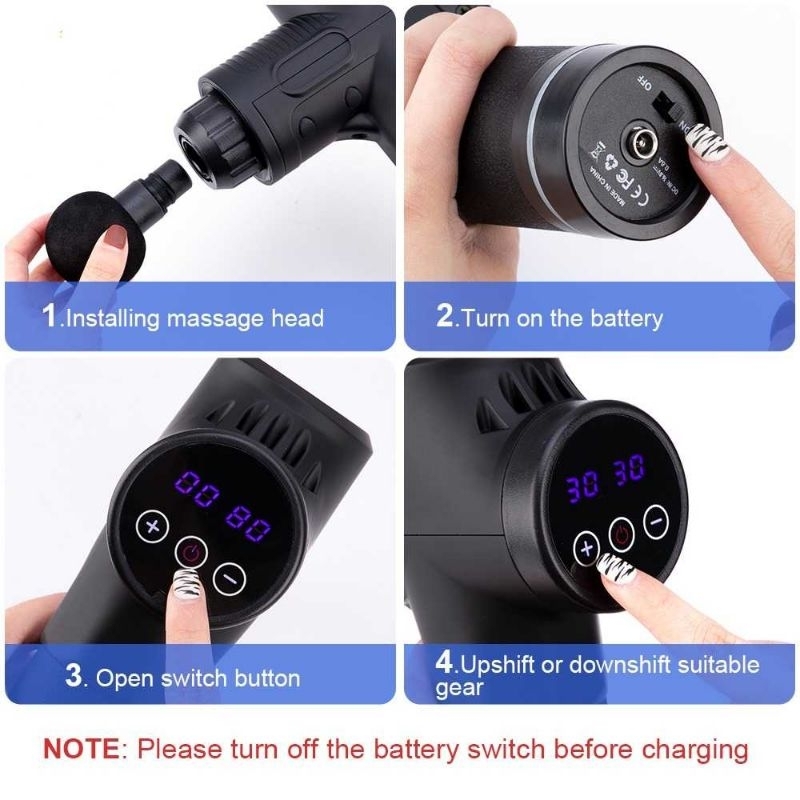 Rlaxyoo Alat Pijat Elektrik Pundak Punggung Tangan Massage Gun 1800mAh - S3