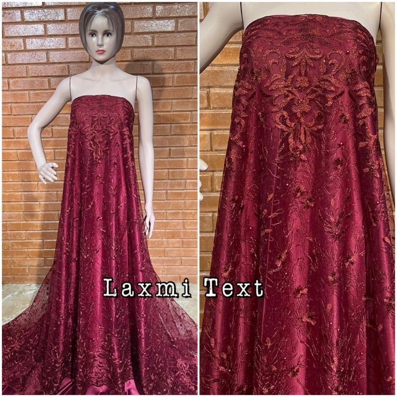 Kain tile akar renda new / bahan tulle/ cocok untuk dress Tunik gaun pengantin seragaman dll TERMURAH