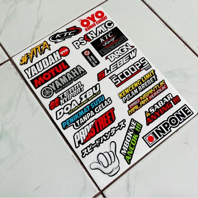 STICKER PACK RACING STICKER MOTOR HARGA PERLEMBAR LAMINASI GLOSY SUDAH DI TERPOTONG RAPI