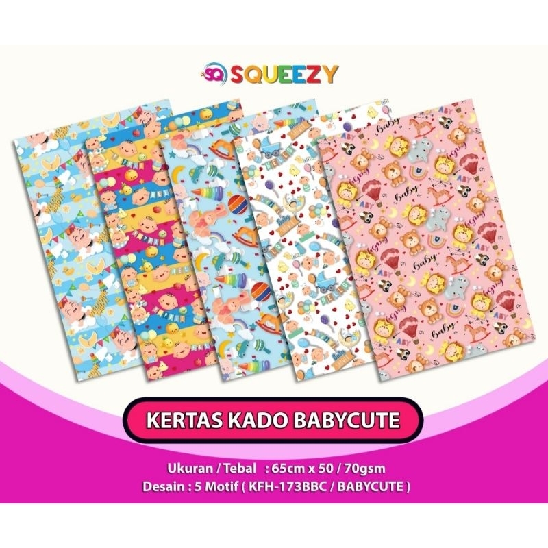 

Kertas Kado Baby Cute hvs 70 gram (10 lbr/mix) 65*50cm