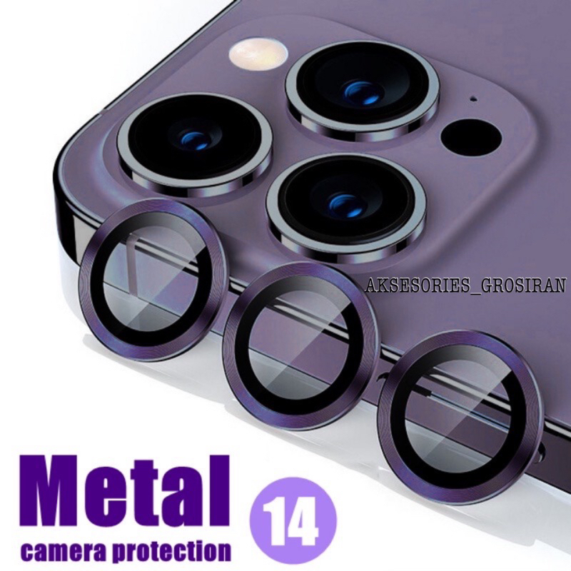 [ SUDAH 1 SET SESUAI TYPE ] DEEP PURPLE Metal Ring Camera Lens Protector IPHONE 11 12 13 14 PRO MAX PLUS MINI Tempered Glass Pelindung Lensa Kamera