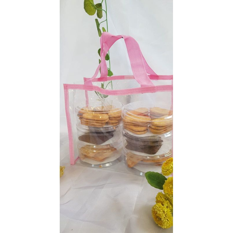 Tas Mika Transparan Uk. 25x12x20 Souvenir Hampers Toples 250gr Hajatan Tote Bag Kado Ultah Anak