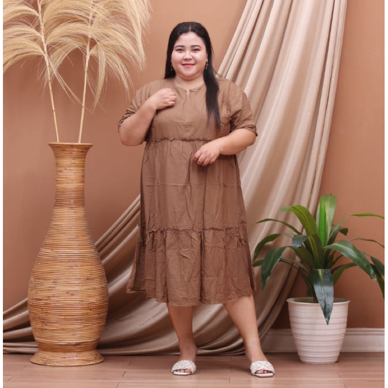 MIDI DRESS BUSUI VARISHA POLOS BAHAN KATUN RAYON DADASTER VIRAL MIDI KEKINIAN JUMBO LD 130 POLOS DAS