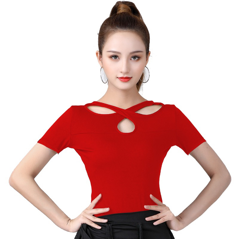 Atasan Neck Silang - Baju Tari / Line Dance / Dansa Elastis Bodycon