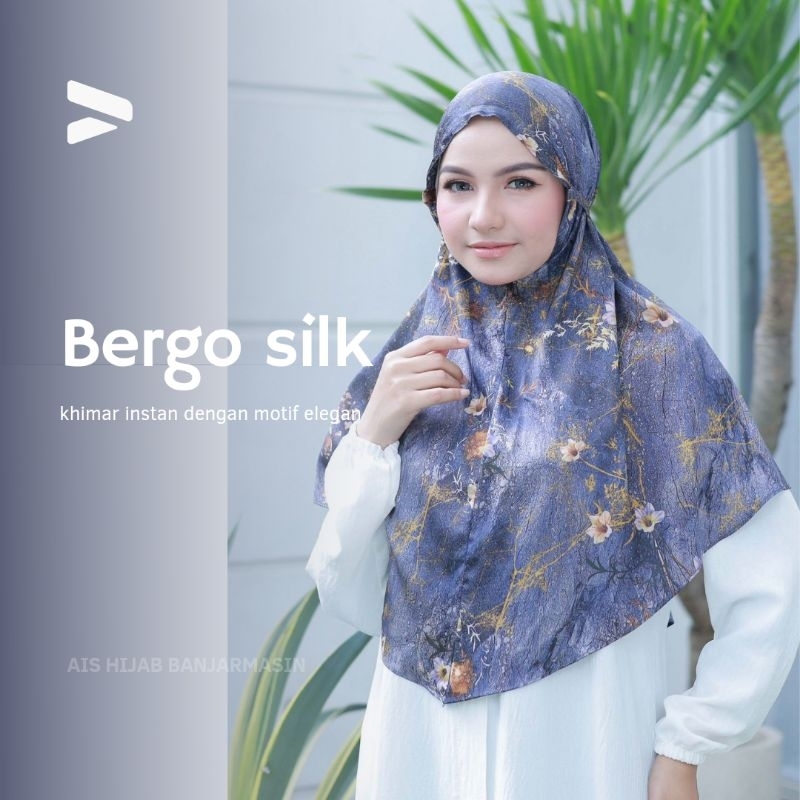BERGO MARYAM SILK MOTIF AIS HIJAB || BERGO SATIN