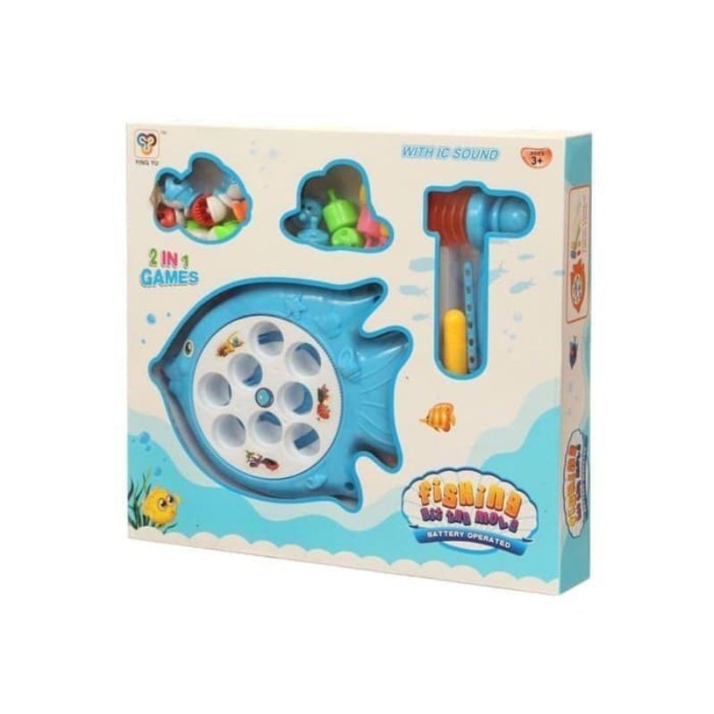 Mainan Anak 2 in 1 Fishing Games Hit The Mole Pancing Ikan 708