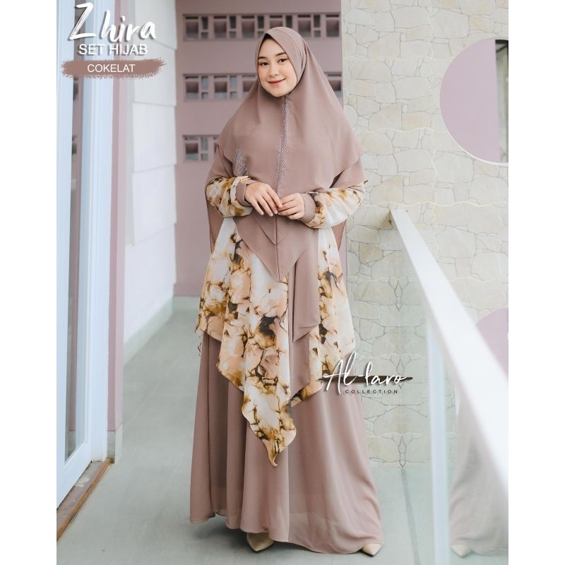 GAMIS INNARA AIRRA NAIRRA ORIGINAL HIJABKU &amp; NARA ZHIRA ORI  ALFARO CERUTY BABYDOLL SET KHIMAR baju muslim modis modern khimar antem motif printing abstrak ootd hajatan lebaran ramadhan pengajian seragaman