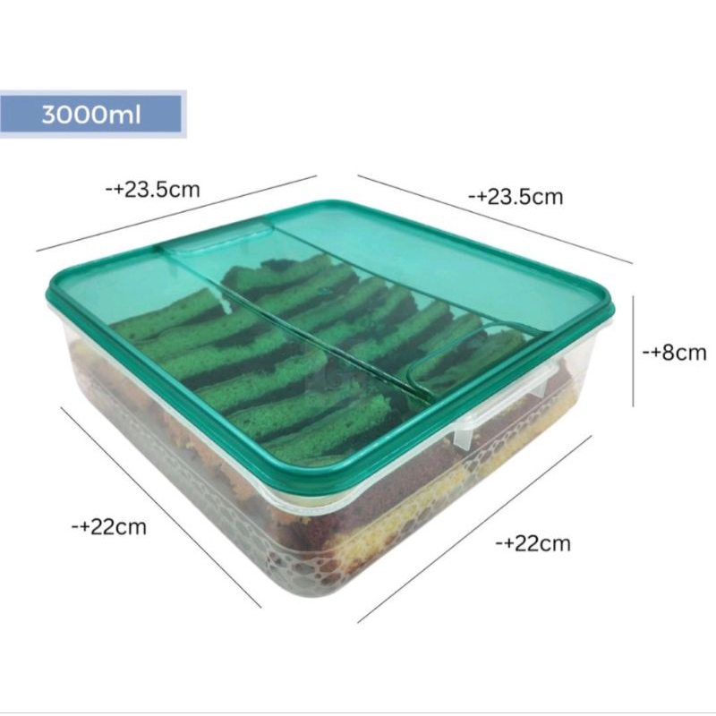 Tempat Kue Lapis Food Box Wadah Toples Tempat Penyimpanan Segi Kotak Kue Bolu Makan Makanan Food Box