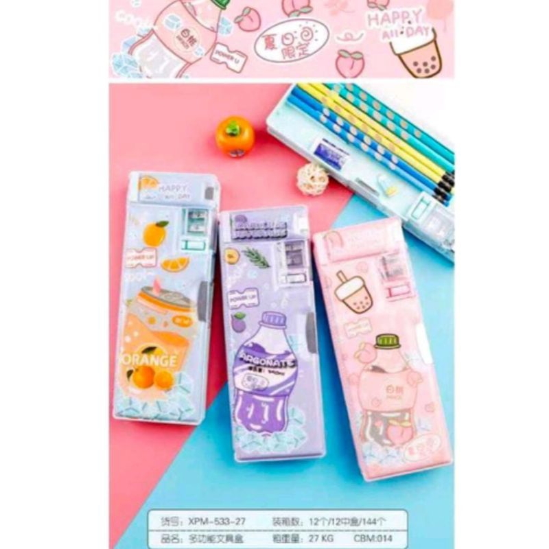 

kotak pencil magnet/kotak pensil double serutan/ tempat pensil magnet/tempat pencil xpm/pencil case karakter soda