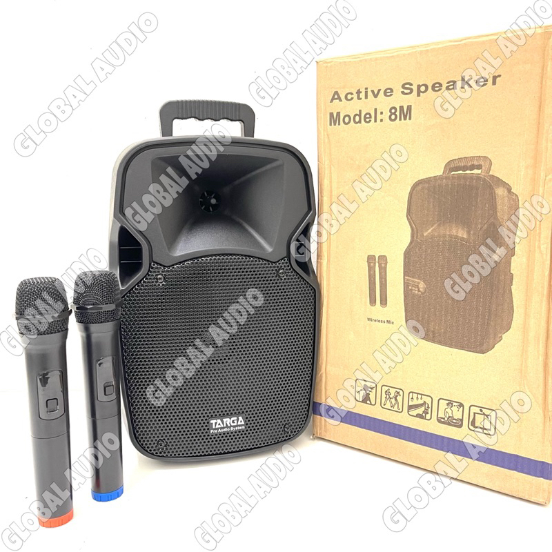 Speaker Portable Wireless TARGA TR 8M Bluetooth 8inch Free 2bh Mic Wireless tr 8m targa tr8m ( Bisa 