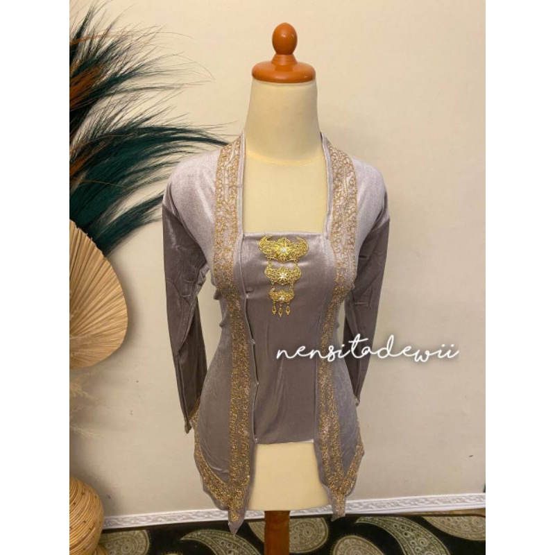 Kebaya Bordir, Model Kutubaru - Warna Silver