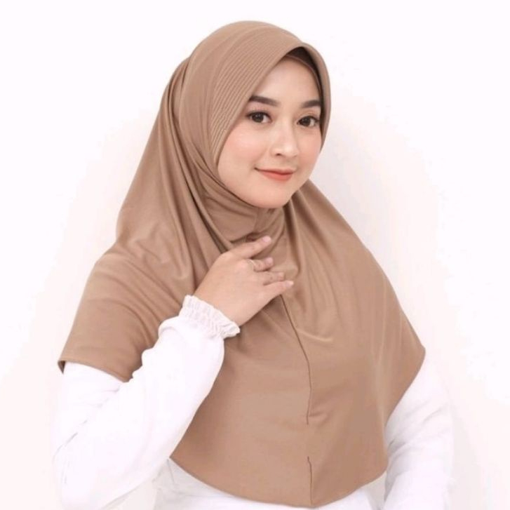 Khimar Jersey Pinguin | Bergo Hamidah Jersey Premium UKURAN M