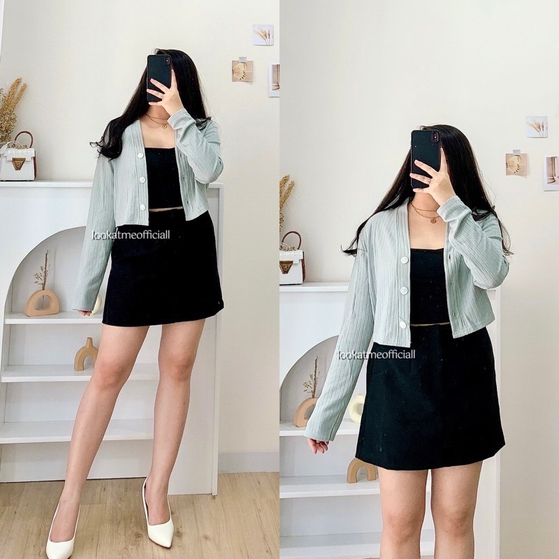 Lookatmeofficial • Coco Crop Cardigan Bahan Knit Premium / Outer Top Knitwear