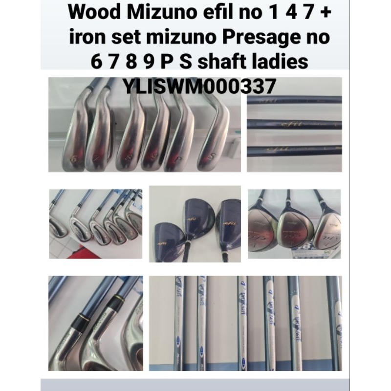 Stik golf Wood Mizuno efil no 1 4 7 + iron set mizuno Presage no 6 7 8 9 P S shaft ladies Bekas seco