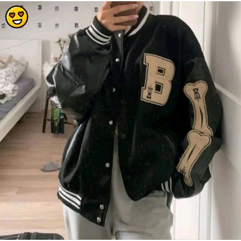 ALU • B THE BONE VARSITY BASEBALL JACKET BOMBER UNISEX COUPLE