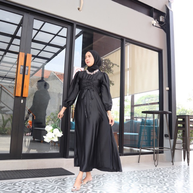 aurora dress (READY STOK) korean dress silk satin dress