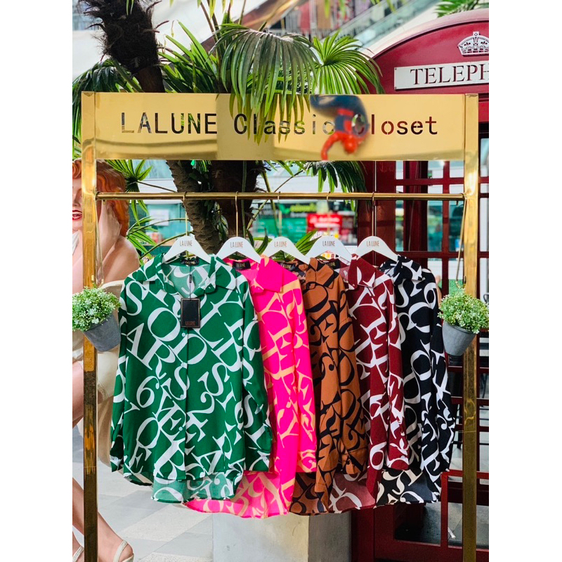 KEMEJA LALUNE MOTIF ALPHANUMBERIC 100% ORIGINAL IMPORT BANGKOK