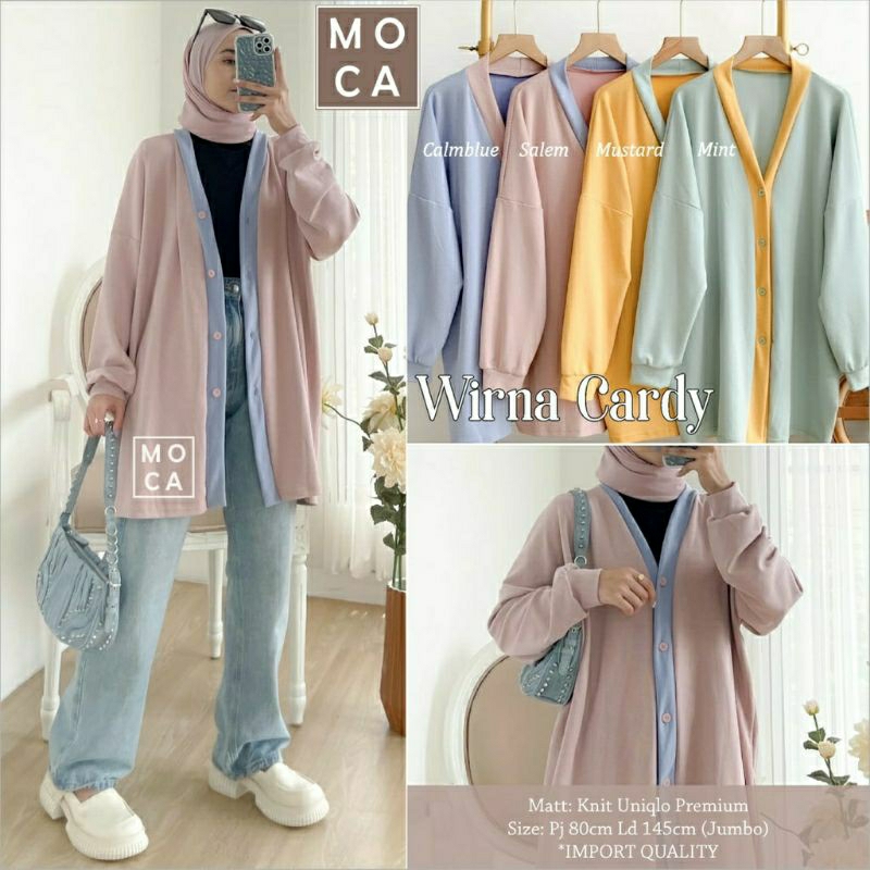 Wirna Cardy, KARDIGAN/SWEATER JUMBO CANTIK FIT XXXXL LD 145-160 BAHAN KNIT UNIQLO PREMIUM KANCING AKTIF TERMURAH OOTD KEKINIAN TERLARIS