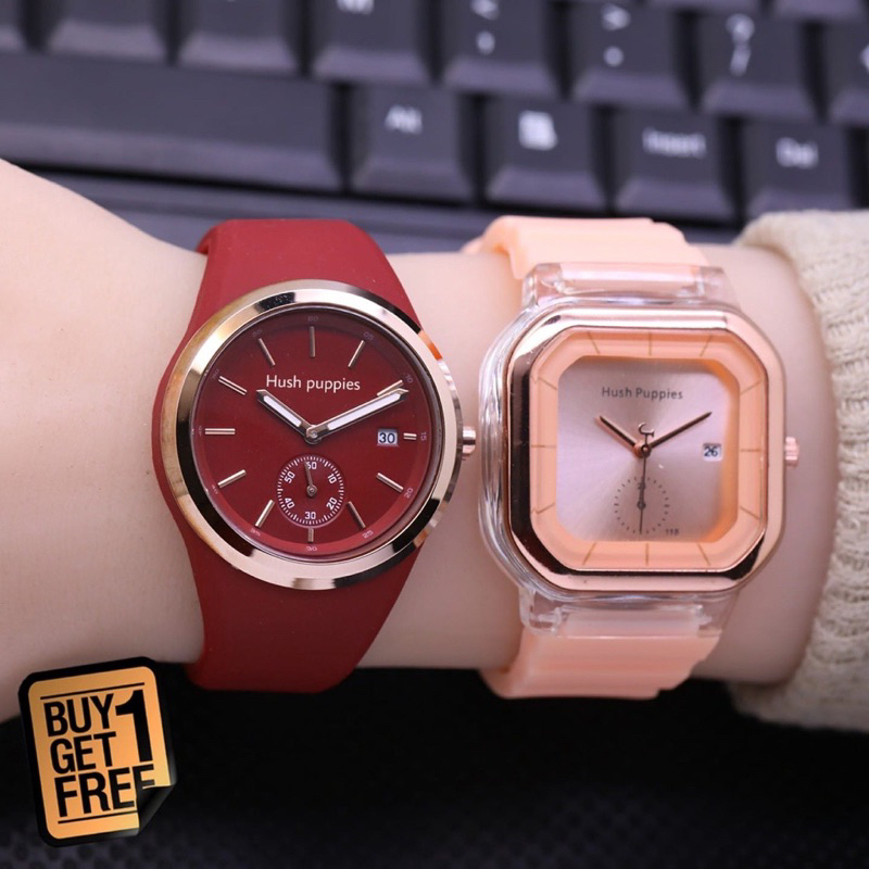 (Grosir Cod)Jam Tangan Wanita Buy1/Get1 Gues tanggal+Hp Crono1 Tanggal aktif Strap Rubber/Karet(Dikirim Jakarta)