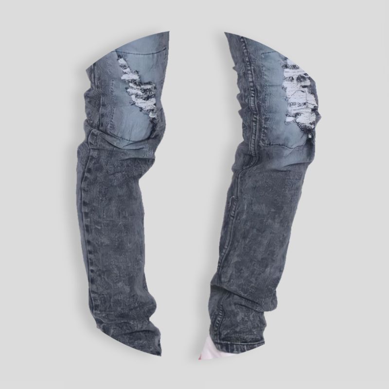 Celana Jeans Sobek Tidak Tembus Lutut pria Ripped robek panjang distro bikers model pensil slimfit cowok skinny stretch denim dewasa murah premium remaja standart