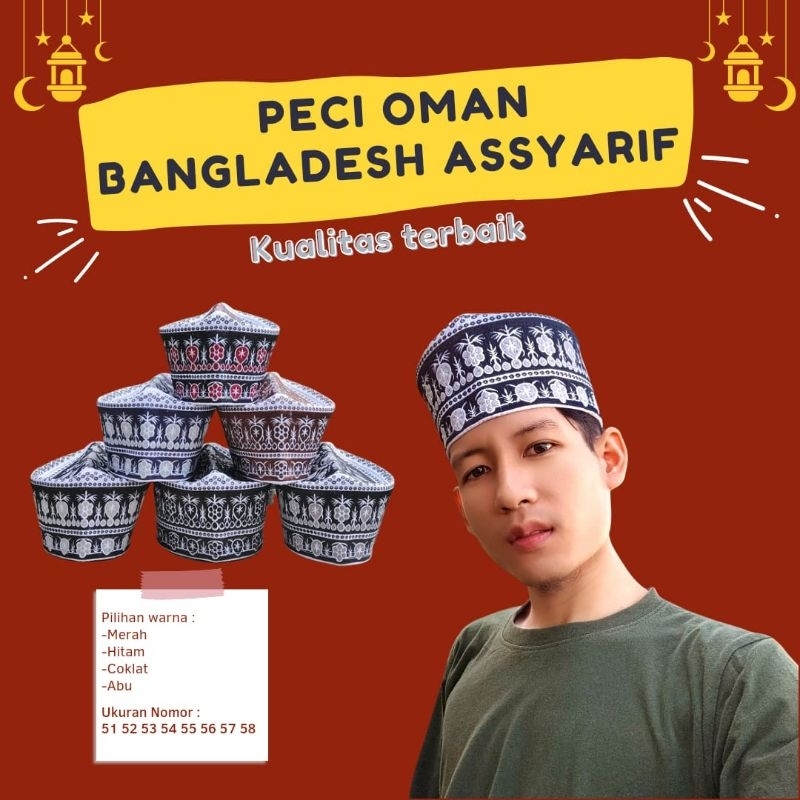 Peci Oman Bangladesh merek As-syarif peci khas Santri temboro