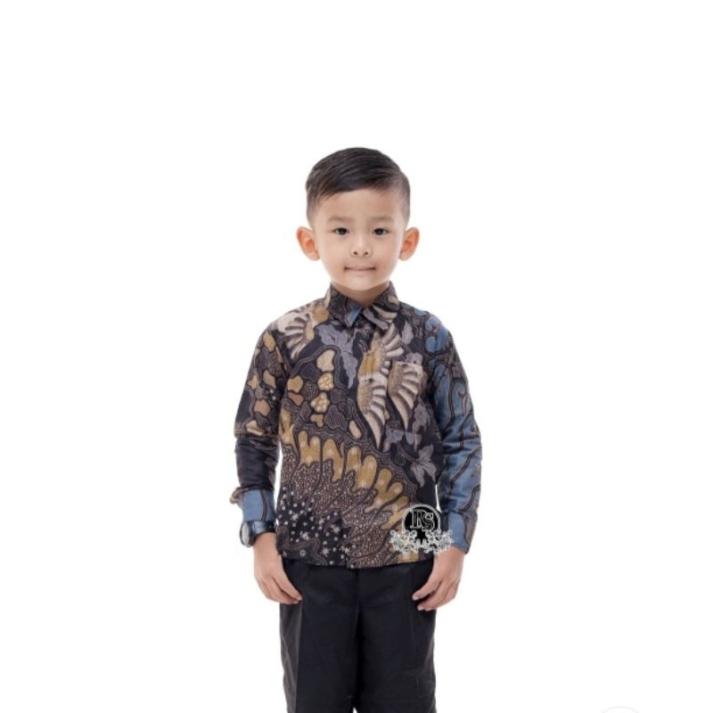 Batik Anak Kemeja Couple Keluarga Ayah Anak Nyaman Halus Terbaru Tidak Luntur Sinoman Keluarga  Produksi Pekalongan Motif Manuk Tarung Abu03