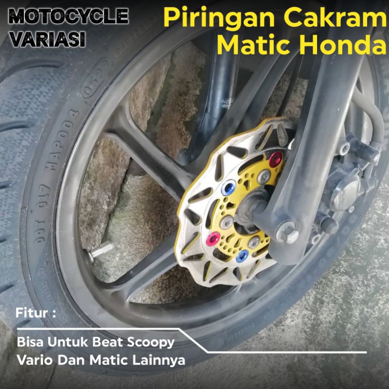 Piringan Cakram Depan Beat Scoopy Vario Lubang Baut 4 Model Gerigi