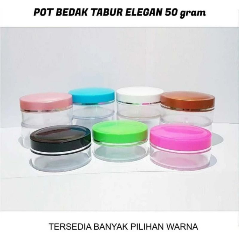 Pot Bedak 50Gr Pot Bedak Tabur Minimalis 50Gram Kosmetik Pot Bedak Tabur 50Gr Bulat Tutup Hitam