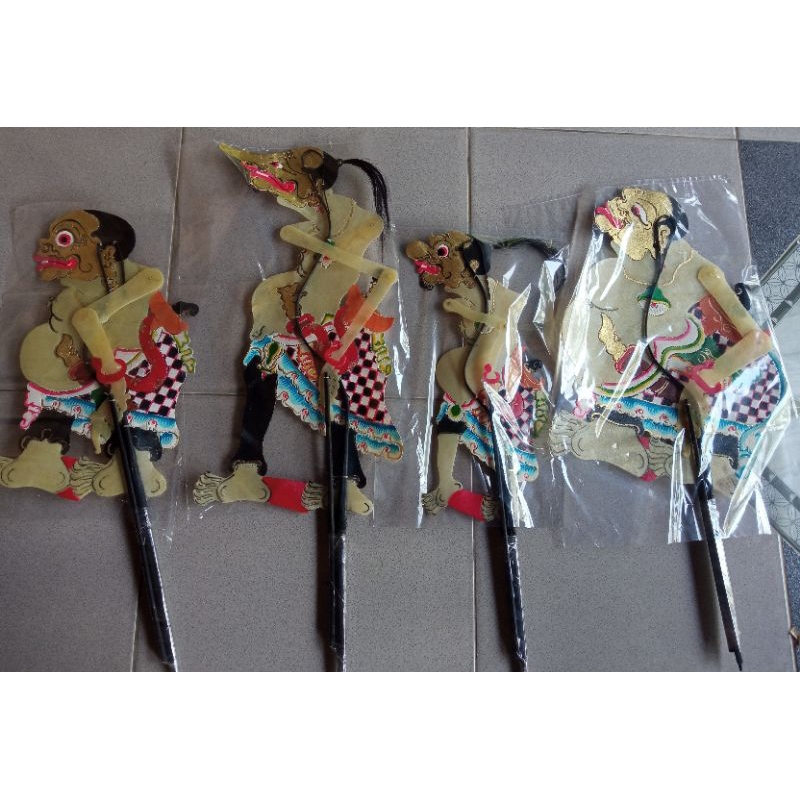 Wayang kulit asli indonesia Punokawan Seno/Punokawan kreasi bening muka emas(PAKET HEMAT