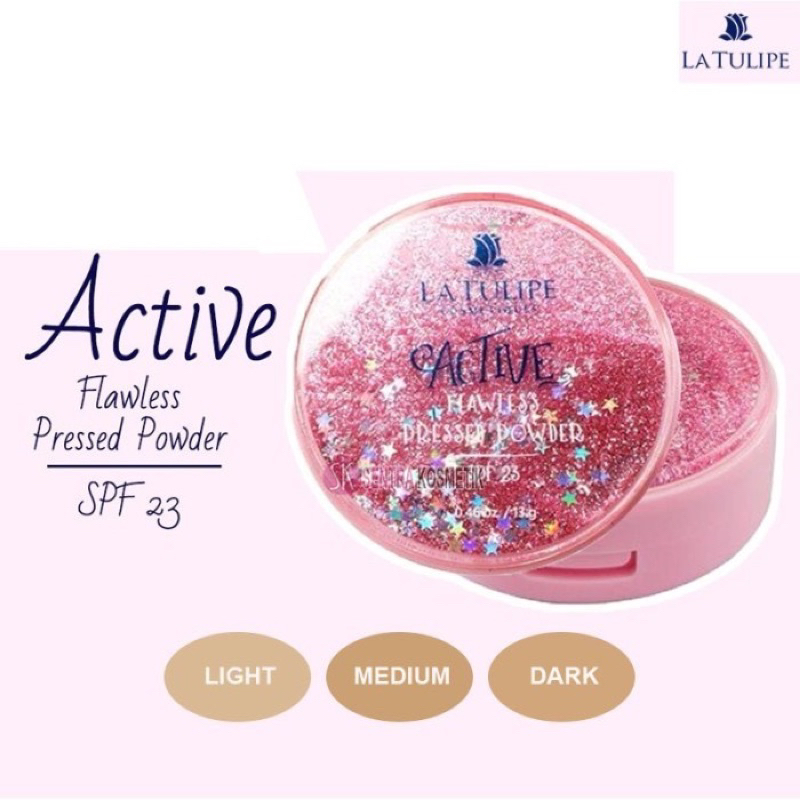 LA TULIPE ACTIVE FLAWLESS PRESSED POWDER SPF 23 / LATULIPE BEDAK TWC / Flawless Pressed Powder Light