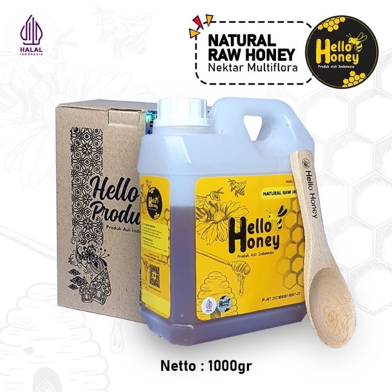 Madu Hello Honey, Natural Raw Honey Multifora isi 1 kg