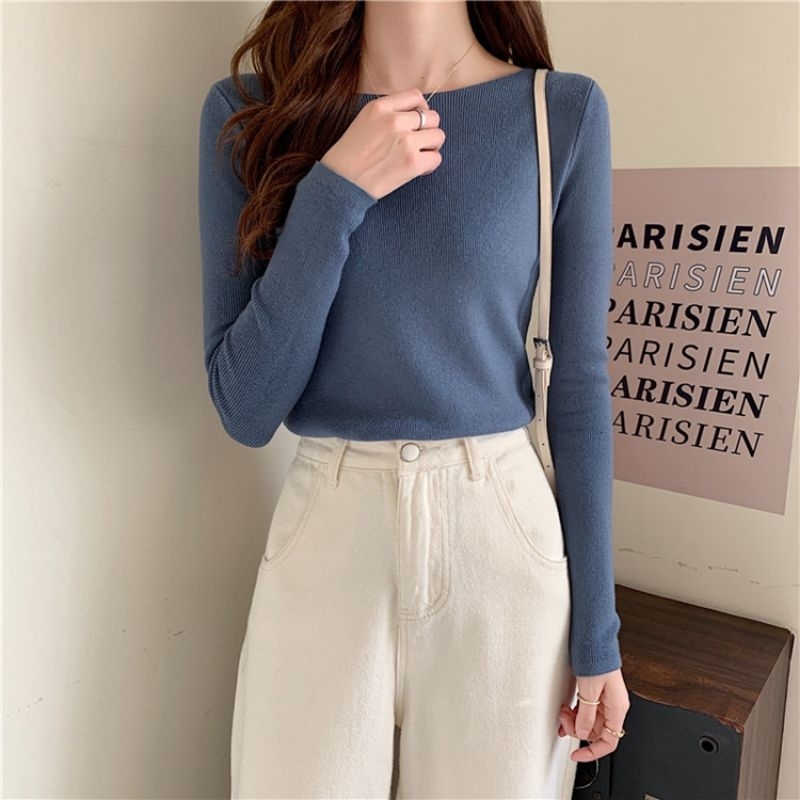 Atasan Rajut Importt Wanita Knitwear Fashion Korean Crop Long Sleeve Knit Top Atasan Crop Atasan Korean Style Wanita