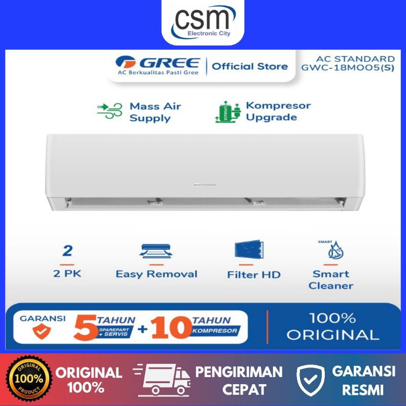 AC GREE GWC-18M005S 2 PK R32 [INDOOR+OUTDOOR UNIT ONLY] GARANSI RESMI