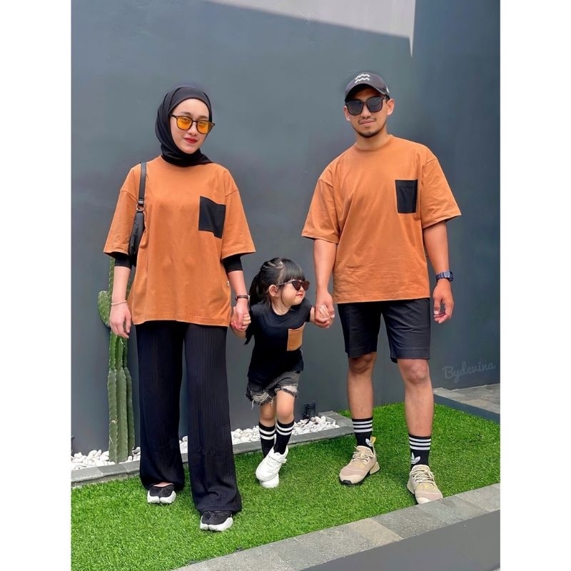 kaos couple keluarga poket kotak (dijual terpisah/dijual bijian / dijual per pcs)