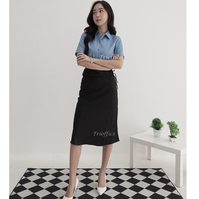 Rok Model Aline Duyung Hitam Kerja Polos Midi 7/8