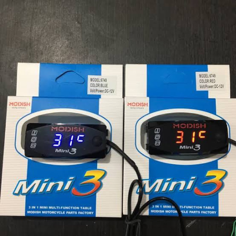 PROMO Voltmeter Volt Meter ACCU Aki 3 in 1 Mini 3 12V Universal Semua Motor Bisa